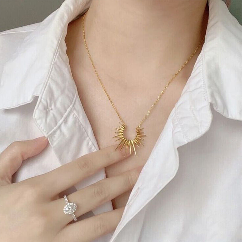 Vintage Sunflower U-shaped Stainless Steel Necklace Main image