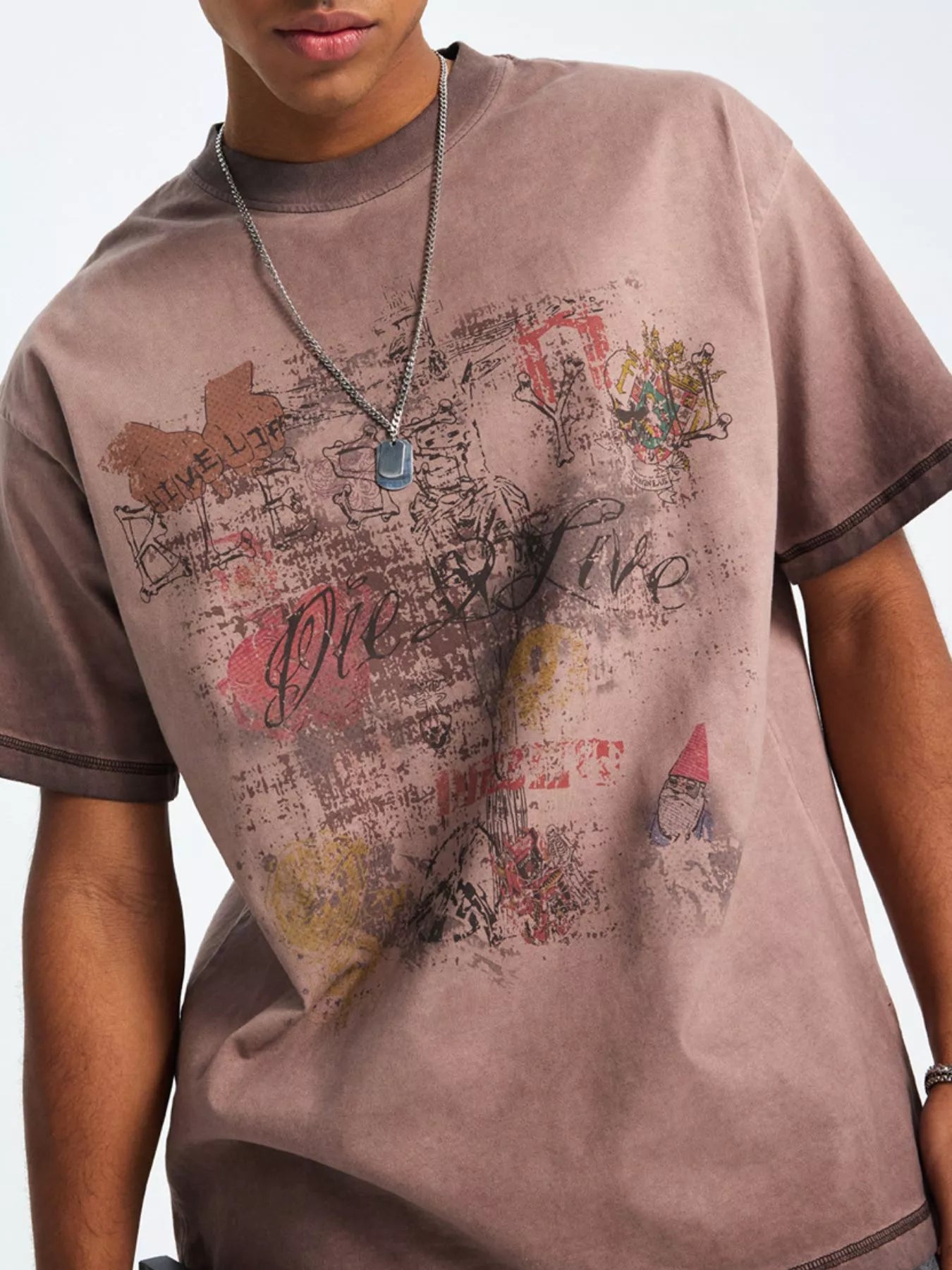 Men's Vintage Graphic Round Neck Oversized T-Shirt Secondary image