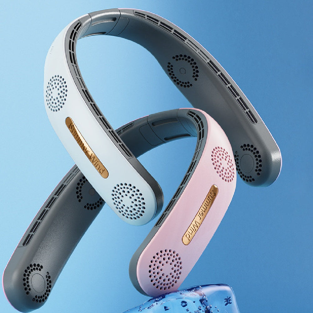 Lazy Mute Outdoor Sports USB Folding Leafless Hanging Neck Electric Fan Main image