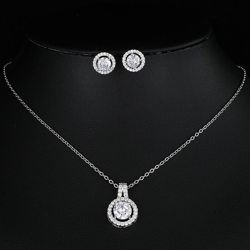 Two-piece Zircon Disc Necklace Set Main image