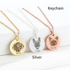 Single-side Customization Stainless Steel Pet Photo Graffiti Pendant Keychain Bracelet