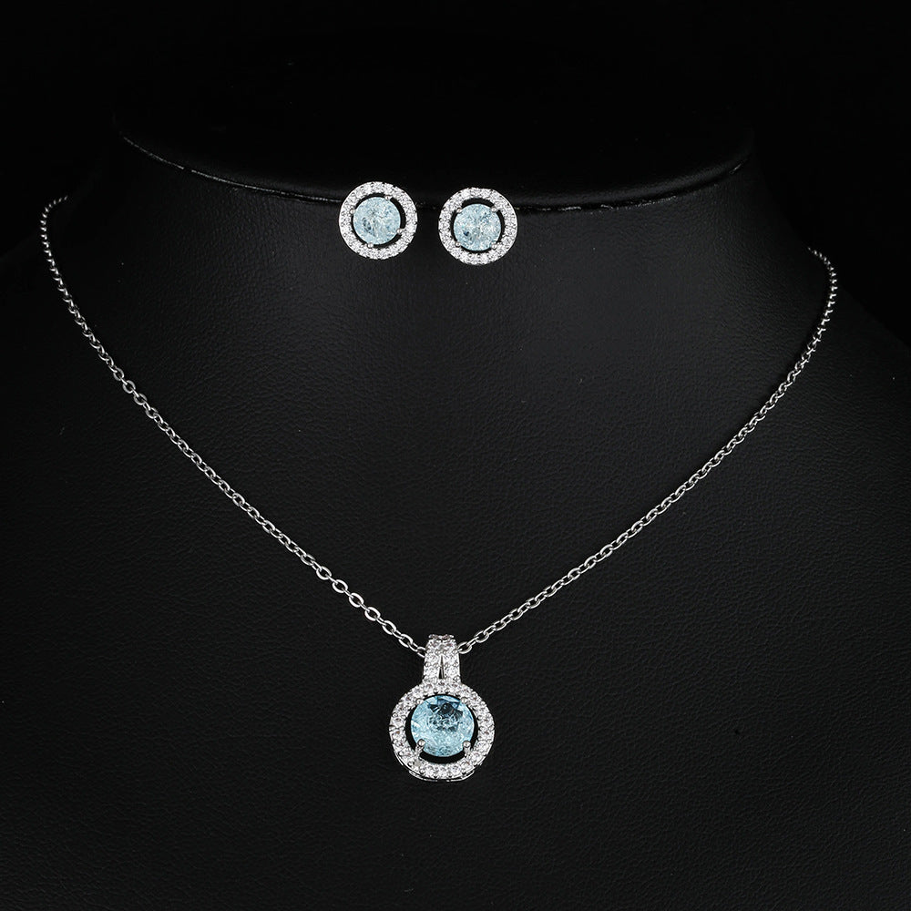 Two-piece Zircon Disc Necklace Set