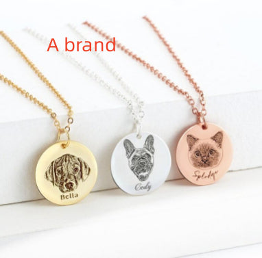 Single-side Customization Stainless Steel Pet Photo Graffiti Pendant Keychain Bracelet