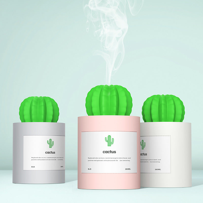 Air Humidifier Soft LED Light Cactus Ultrasonic Aroma Essential Oil Diffuser For Home Car USB Mini Air Purifier Main image