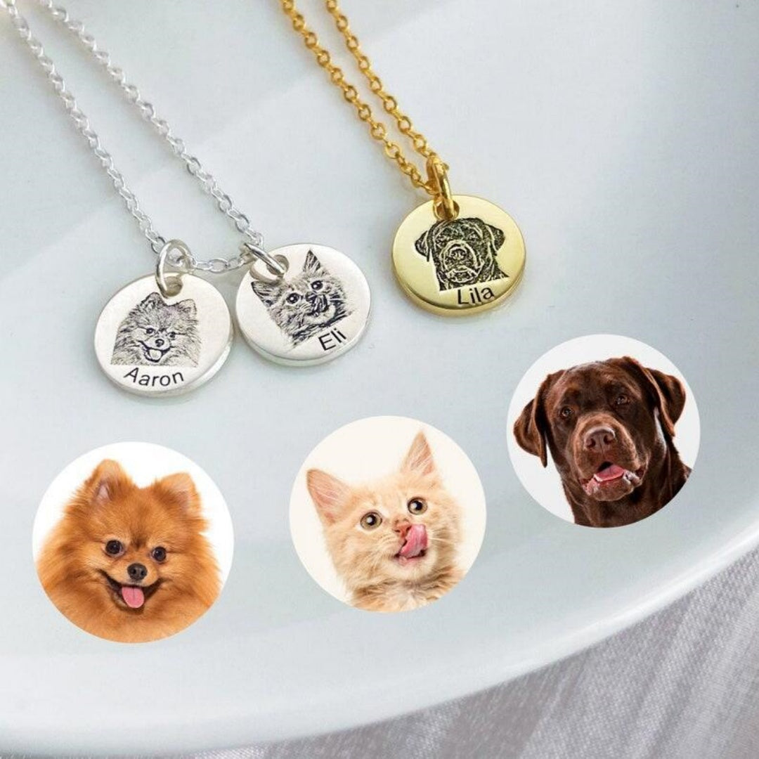 Single-side Customization Stainless Steel Pet Photo Graffiti Pendant Keychain Bracelet Main image