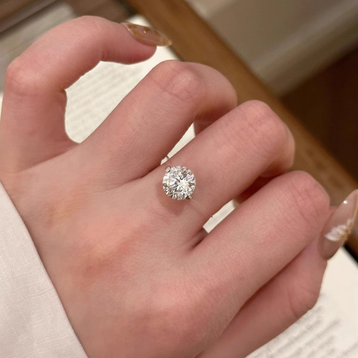 Light-luxury Transparent-thread Invisible Mermaid-tear Ring For Women Main image