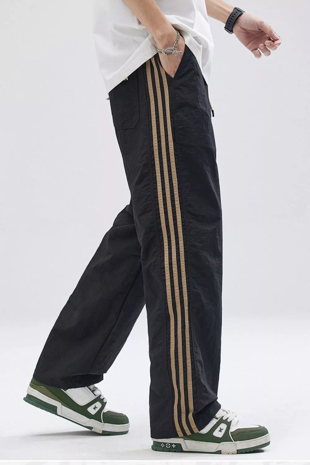 Men's Full Size Side Stripes Wide Leg Pants Plus Size Secondary image