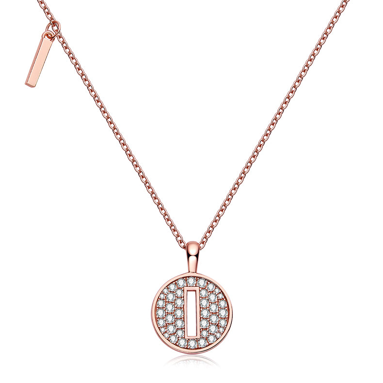 One Of The 26 Letters, I, Set With Top-quality Moissanite, Luxurious And Fashionable Light Luxury Trend Jewelry, Silver Necklace Pendant S925 Silver Electroplated Rose Gold Main image
