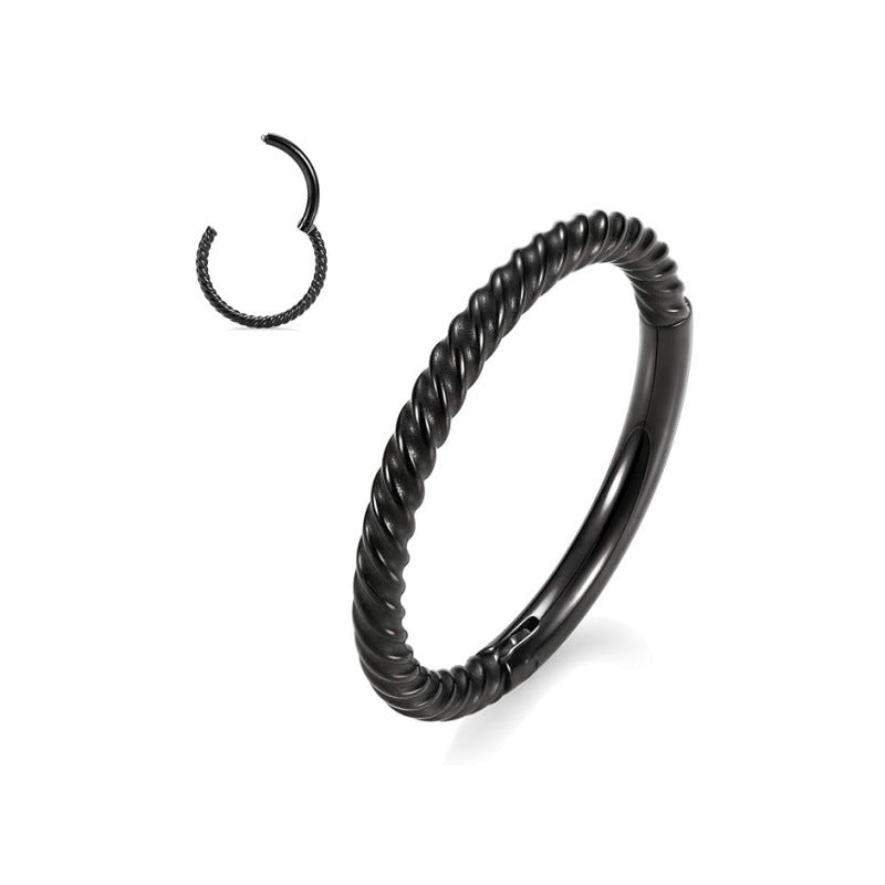 Twisted Stainless Steel Piercing Nose Ring Seamless Closed Loop