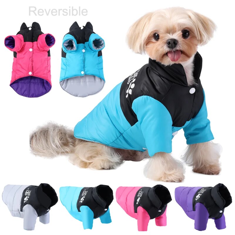 Warm Dog Clothes in Winter for Small Medium Cat Dogs Reversible Waterproof