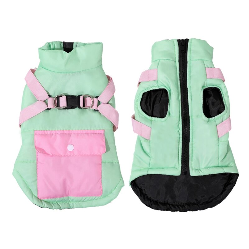Puppy Clothes with Harness Winter Warm Dog Jacket