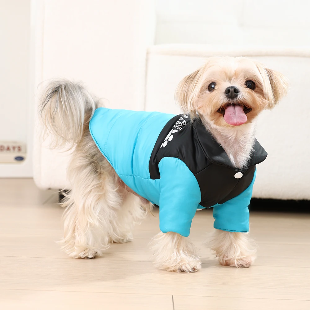 Pet Dog Jacket Coat For Small Medium Dogs Cats Winter Warm Puppy Clothing with Leash Hole Kitten Outfits Chihuahua Pug Apparel