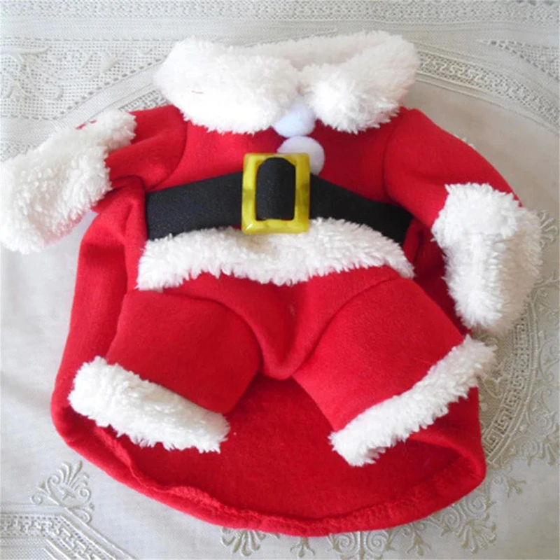 Cute Dog Santa Claus Outfit Christmas Costume for Small Dogs Cats Yorkie Cosplay Clothes Dress Up Jumpsuit Party Gifts Supplies