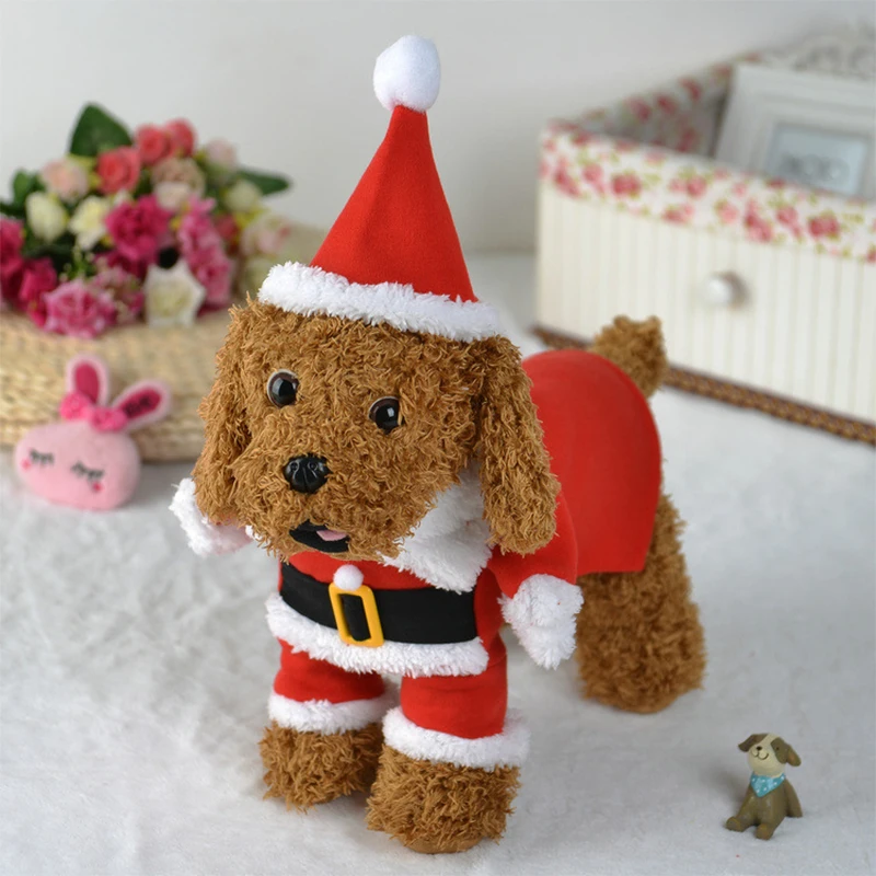 Cute Dog Santa Claus Outfit Christmas Costume for Small Dogs Cats Yorkie Cosplay Clothes Dress Up Jumpsuit Party Gifts Supplies