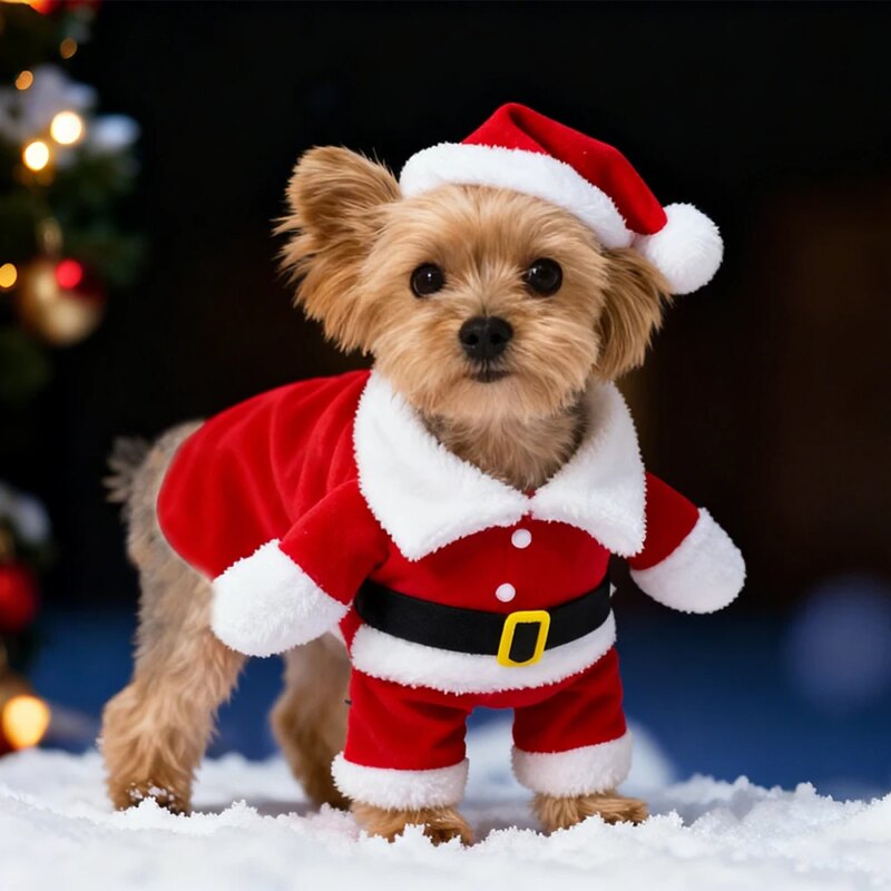 Cute Dog Santa Claus Outfit Christmas Costume for Small Dogs Cats