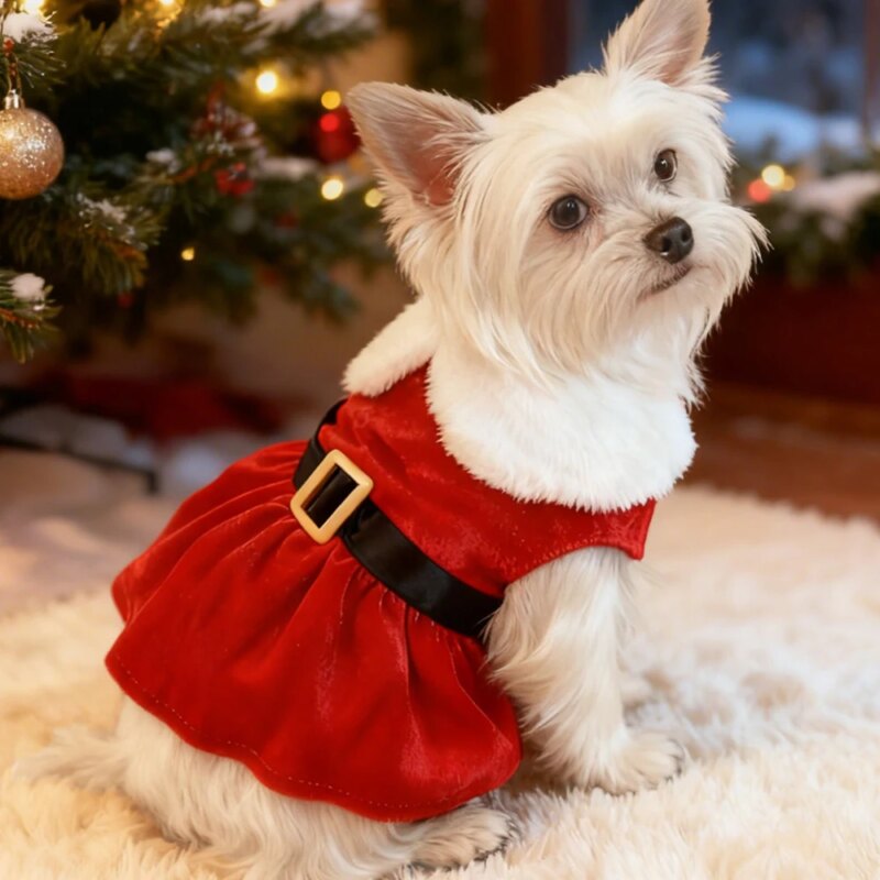 Cute Pet Dresses Christmas Festival Party Costume For Small Dogs Cats
