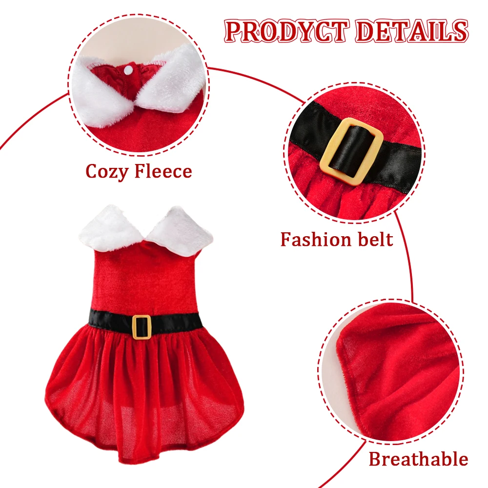 Cute Pet Dresses Christmas Festival Party Costume For Small Dogs Cats Red Princess Skirt Gifts Yorkshire French bulldog Clothes Cute Pet Dresses Christmas Festival Party Costume For Small Dogs Cats Red Princess Skirt Gifts Yorkshire French bulldog Clothes