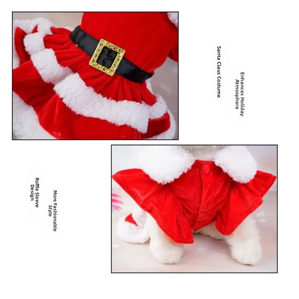 Fashion Cute Santa Claus Dog Skirt Soft Breathable Cats Christmas Dress Warm Pet Christmas Costume Xmas