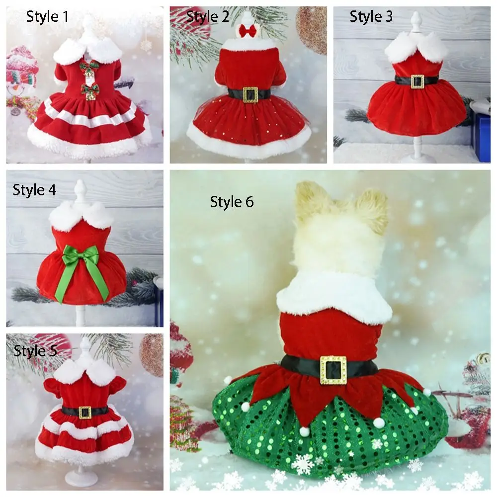 Fashion Cute Santa Claus Dog Skirt Soft Breathable Cats Christmas Dress Warm Pet Christmas Costume Xmas