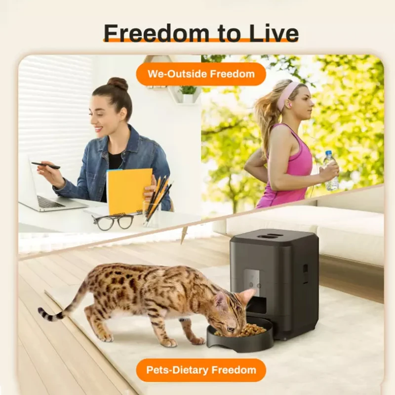 2L Automatic Feed Dispenser For Pets Intelligent Feed Dispersion For Cats And Dogs Regular Quantitative Feeding With Recording