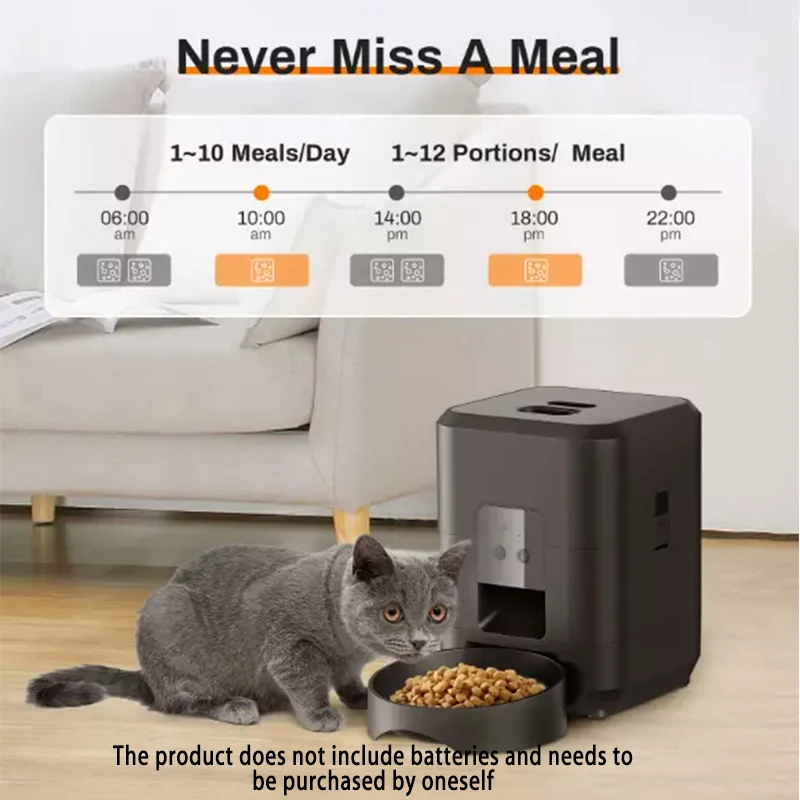 2L Automatic Feed Dispenser For Pets Intelligent Feed Dispersion For Cats And Dogs Regular Quantitative Feeding With Recording