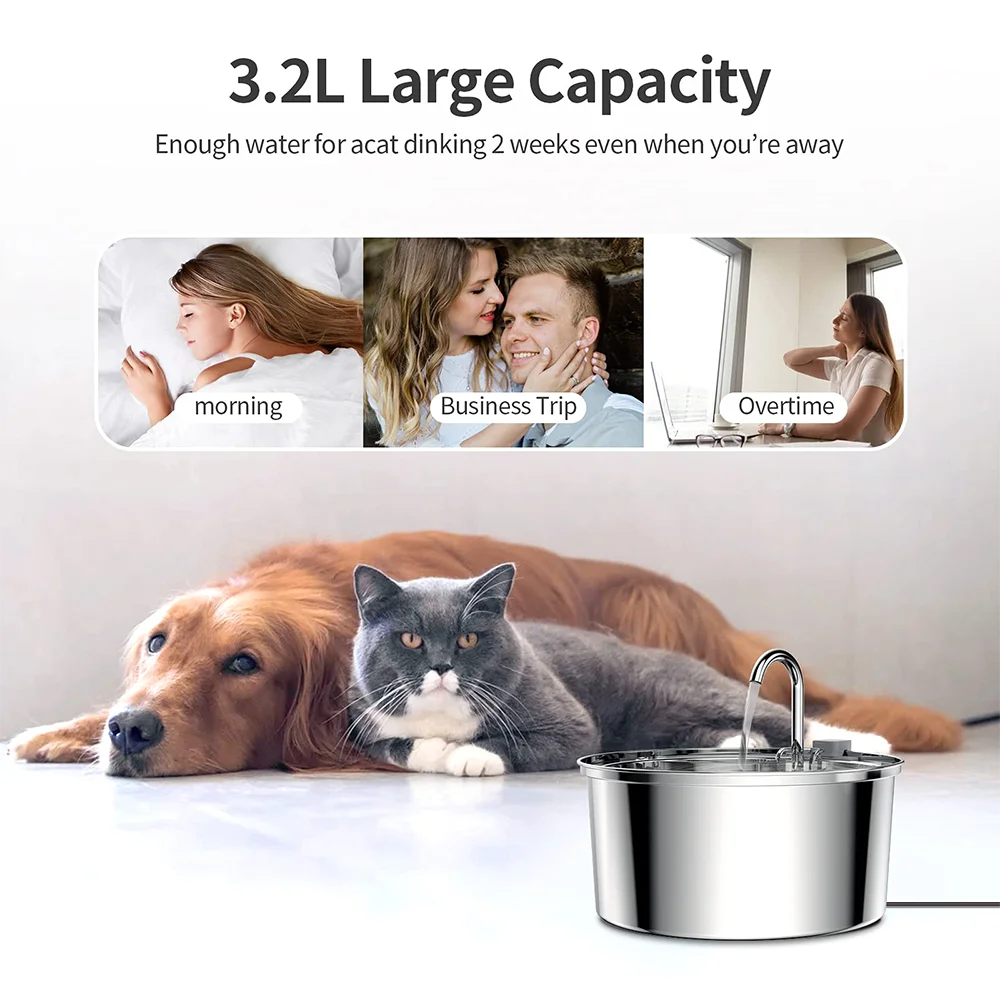 Stainless Steel Pet Water Feeder Cat Automatic Water Fountain USB Electric Mute for Cat Dog Filter Fountain Smart Drinking Bowl Stainless Steel Pet Water Feeder Cat Automatic Water Fountain USB Electric Mute for Cat Dog Filter Fountain Smart Drinking Bowl