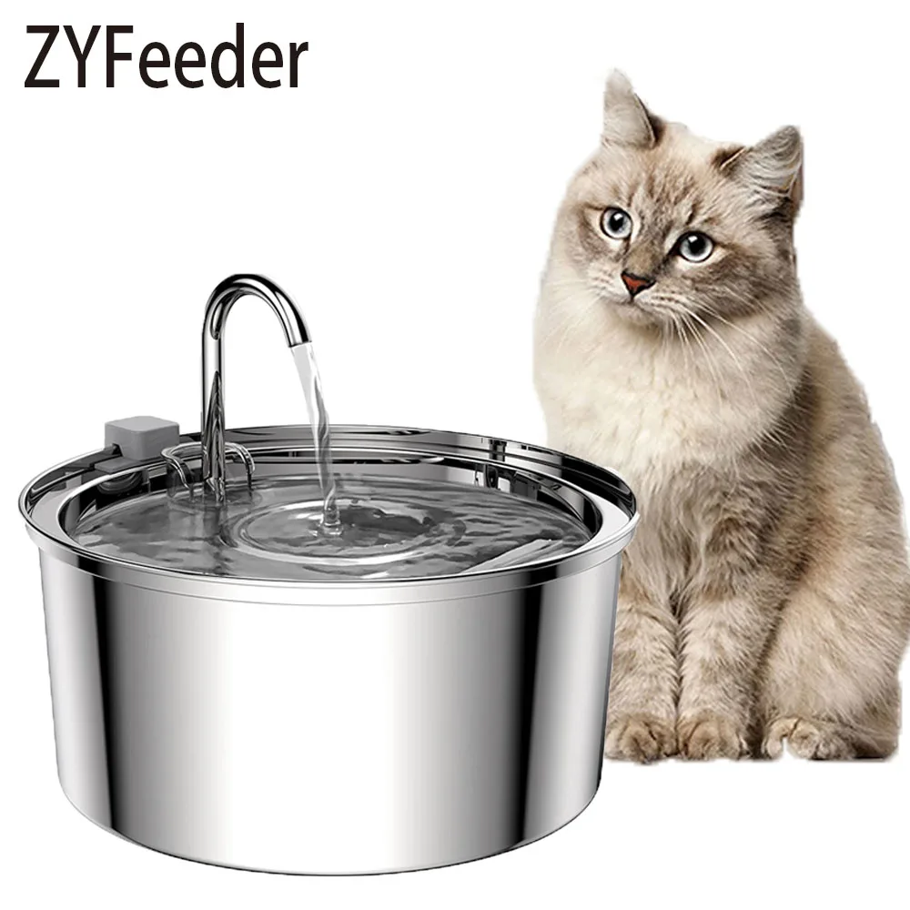 Stainless Steel Pet Water Feeder Cat Automatic Water Fountain USB