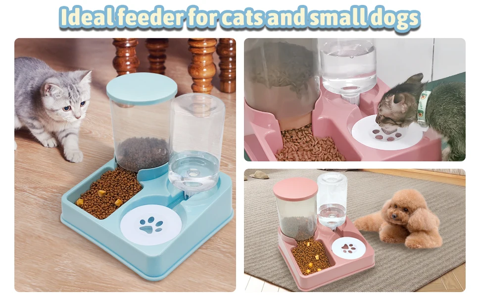 Automatic Cat Feeder Water Dispenser Set, 2 In 1 Tilted Automatic Pet Food And Water Feeder Gravity Food Feeder and Waterer Automatic Cat Feeder Water Dispenser Set, 2 In 1 Tilted Automatic Pet Food And Water Feeder Gravity Food Feeder and Waterer