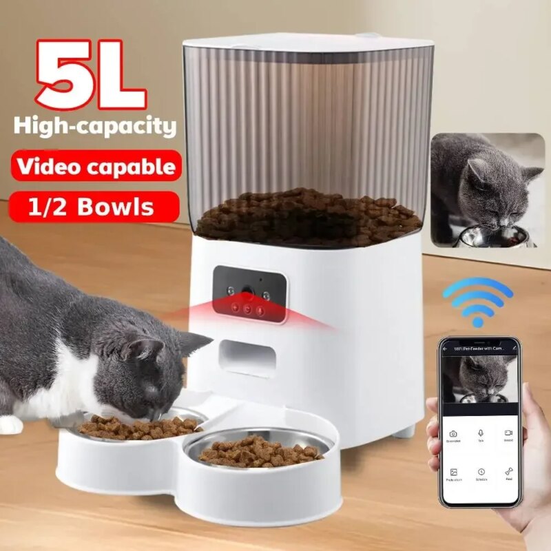 5L Automatic Feeder for Cats & Dogs WiFi with Camera
