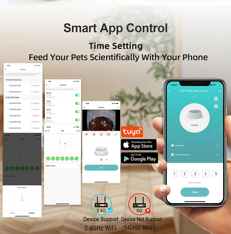 Automatic Cat Feeder With 1080p Camera Video Cat Food Dispenser Pet Smart Voice Recorder Remote Control Auto Feeder For Cat Dog