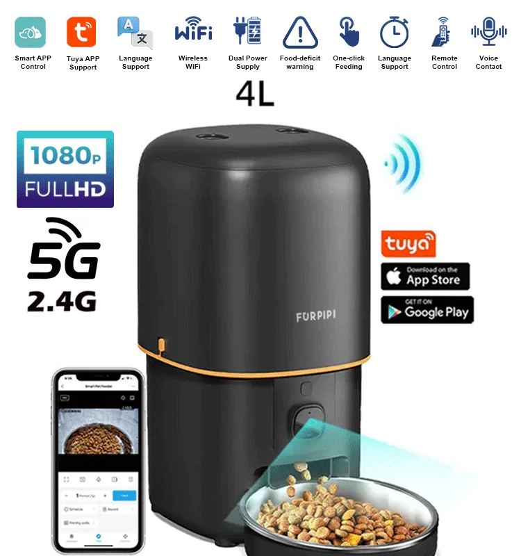 Automatic Cat Feeder Camera Pet Smart Cat Food Kibble Dispenser