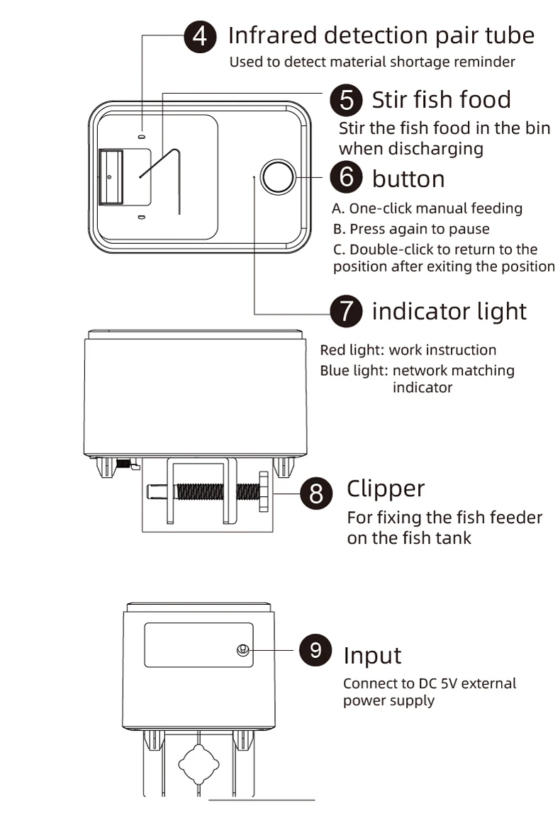 100ML Large Capacity Fish Feeder Mobilephone APP Control WiFi Intelligent Timing Automatic Feeder Aquarium Goldfish Feeder