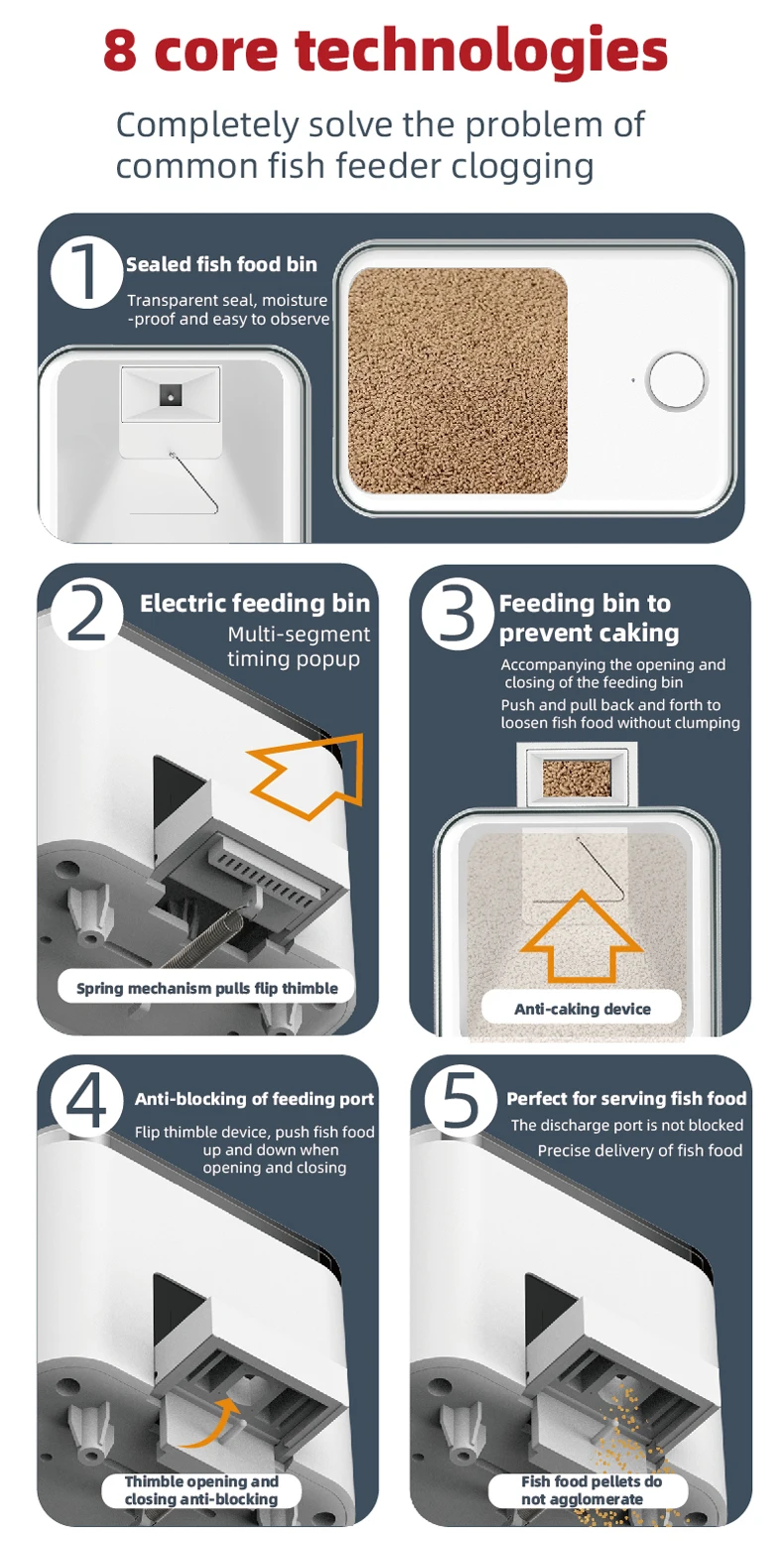 100ML Large Capacity Fish Feeder Mobilephone APP Control WiFi Intelligent Timing Automatic Feeder Aquarium Goldfish Feeder