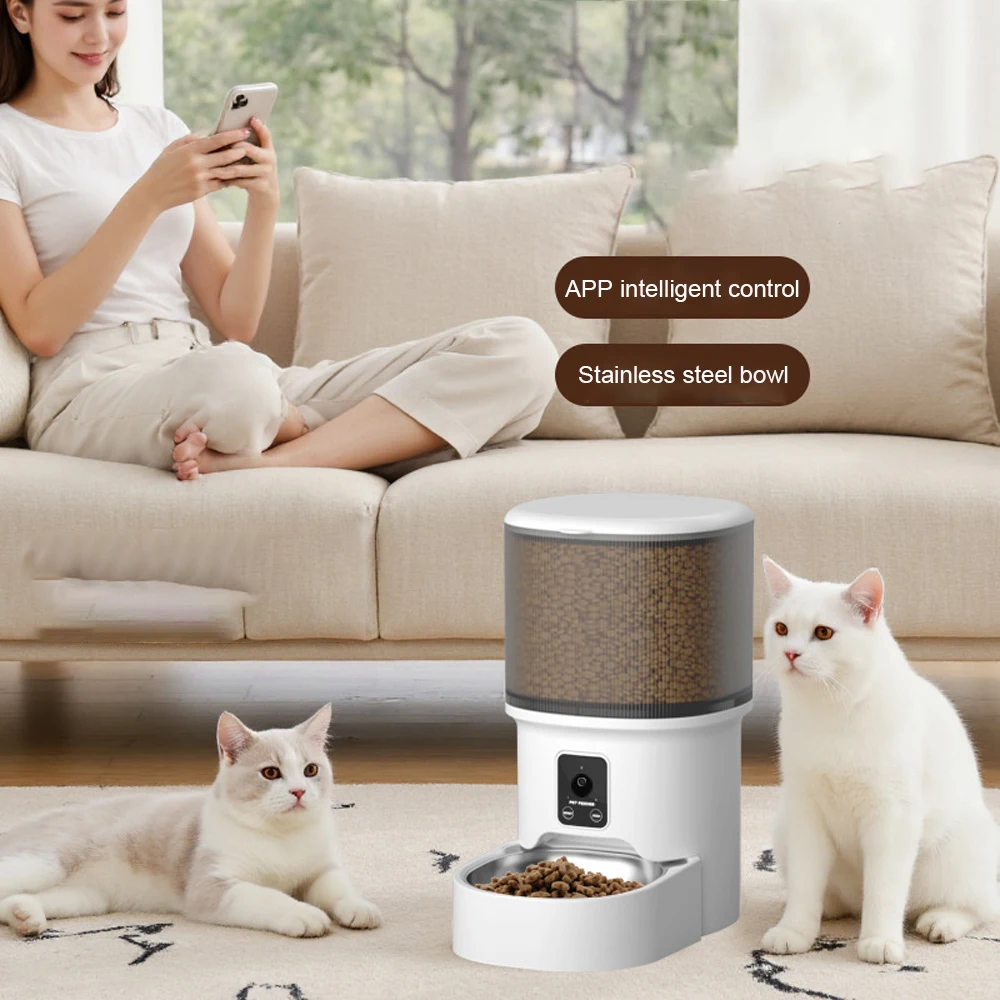 4L WIFI Button Automatic Cat Feeder Intelligent Cat and Dog Pet Feeder Smart Pet Cat Food Dispenser Pet Feeder(No 5V 1A plug) 4L WIFI Button Automatic Cat Feeder Intelligent Cat and Dog Pet Feeder Smart Pet Cat Food Dispenser Pet Feeder(No 5V 1A plug)