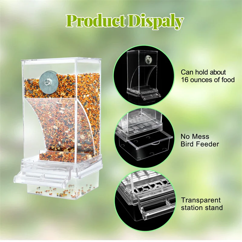 Automatic Parrot Feeder Drinker Acrylic Seed Food Container - Image 3