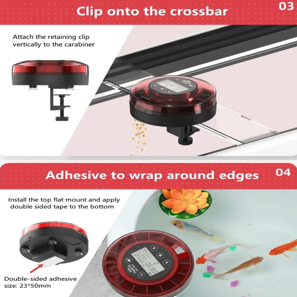 Automatic Fish Feeder Aquarium Automatic Food Dispenser USB Rechargeable Auto Fish Food Dispenser with Timer LCD Display