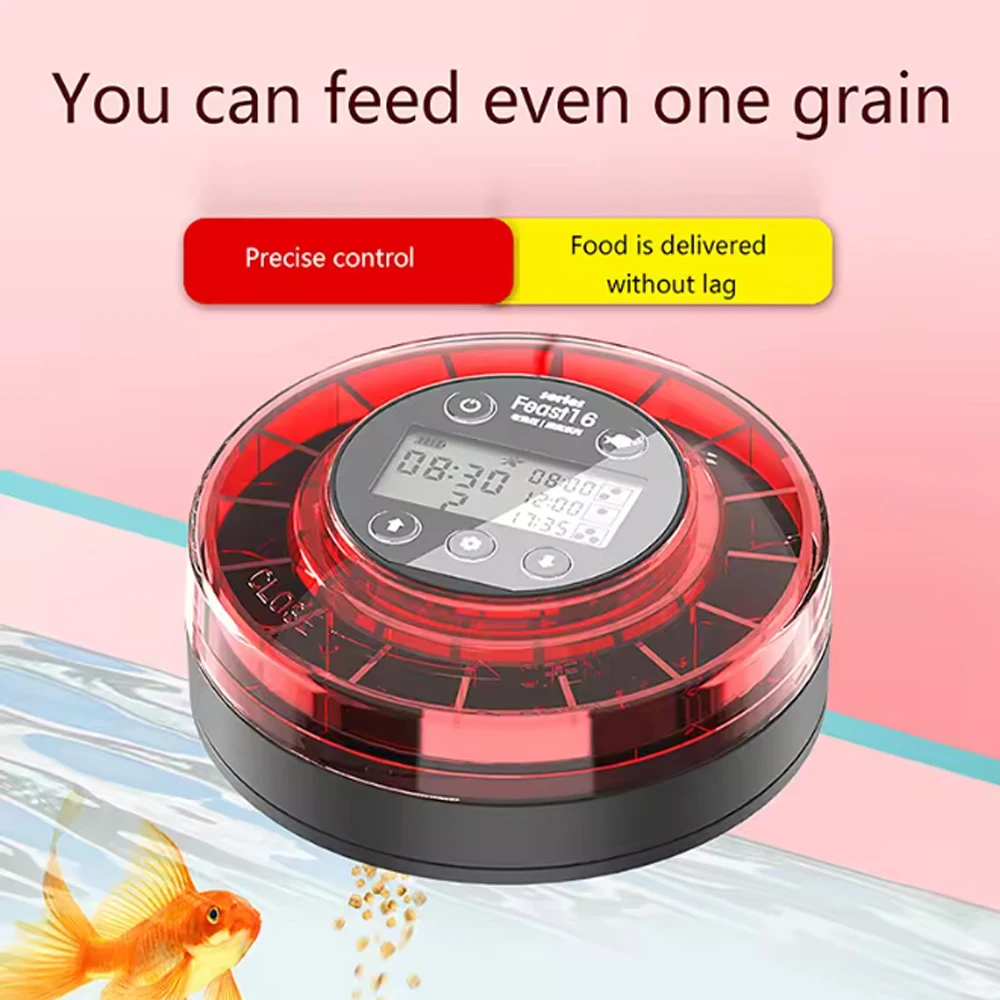Automatic Fish Feeder Aquarium Automatic Food Dispenser USB Rechargeable Auto Fish Food Dispenser with Timer LCD Display