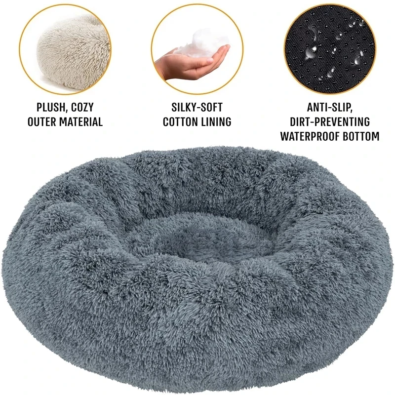 Super Soft Pet Cat Bed Plush Full Size Washable Calm Bed Donut Bed Comfortable Sleeping Artifact Suitable For Winter Super Soft Pet Cat Bed Plush Full Size Washable Calm Bed Donut Bed Comfortable Sleeping Artifact Suitable For Winter