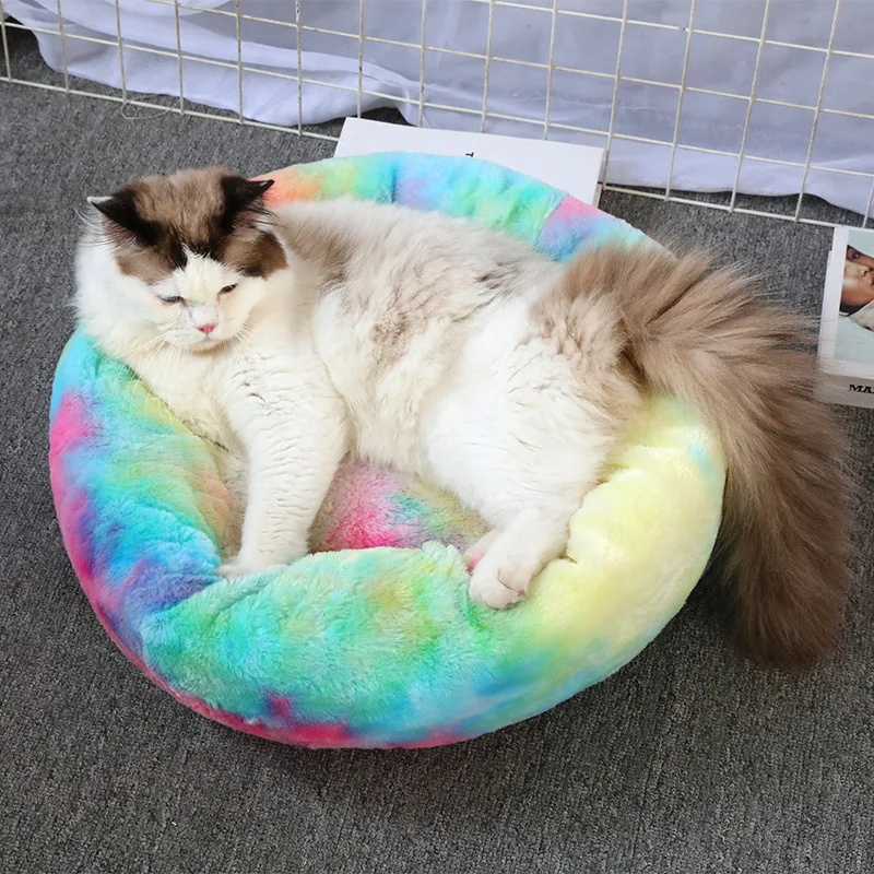 Super Soft Pet Cat Bed Plush Full Size Washable Calm Bed Donut Bed Comfortable Sleeping Artifact Suitable For Winter Super Soft Pet Cat Bed Plush Full Size Washable Calm Bed Donut Bed Comfortable Sleeping Artifact Suitable For Winter