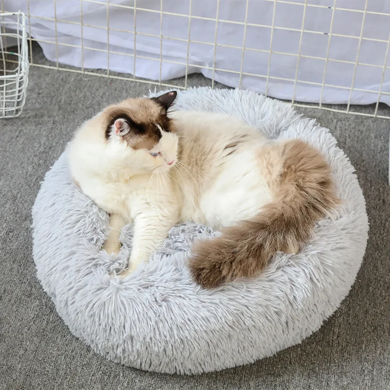 Super Soft Pet Cat Bed Plush Full Size Washable Calm Bed Donut Bed Comfortable Sleeping Artifact Suitable For Winter Super Soft Pet Cat Bed Plush Full Size Washable Calm Bed Donut Bed Comfortable Sleeping Artifact Suitable For Winter
