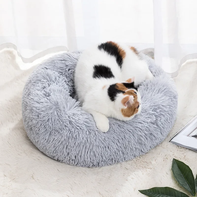 Cozy Plush Pet Bed for Cats & Small Dogs - Soft PU, Contemporary Style, Non-Assemble, Ideal for Kittens & Puppies Up to 3lbs