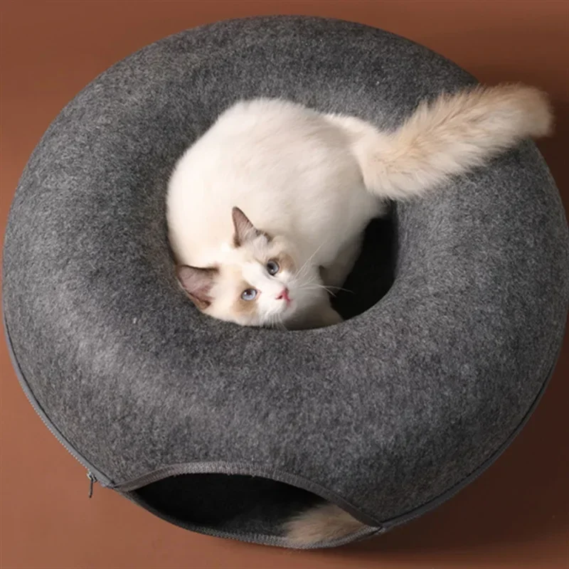 Felt Donut Bed for Cats House With Breather Hole Dog Bed Interactive Play Toys for Cats to Hide 2 in 1 Tunnel for Cats Bed Felt Donut Bed for Cats House With Breather Hole Dog Bed Interactive Play Toys for Cats to Hide 2 in 1 Tunnel for Cats Bed