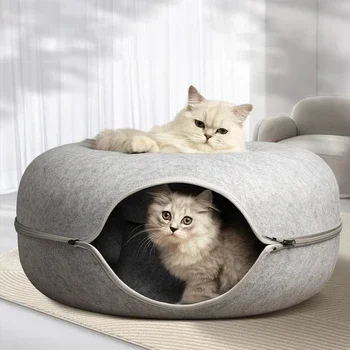 Felt Donut Bed for Cats House With Breather Hole Dog Bed Interactive Play Toys for Cats to Hide 2 in 1 Tunnel for Cats Bed Felt Donut Bed for Cats House With Breather Hole Dog Bed Interactive Play Toys for Cats to Hide 2 in 1 Tunnel for Cats Bed