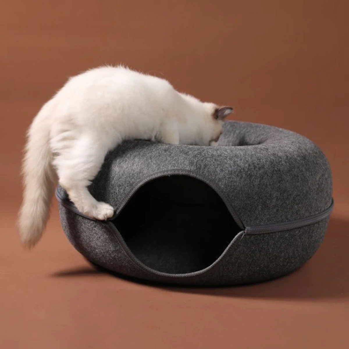 Felt Donut Bed for Cats House With Breather Hole Dog Bed Interactive Play Toys for Cats to Hide 2 in 1 Tunnel for Cats Bed Felt Donut Bed for Cats House With Breather Hole Dog Bed Interactive Play Toys for Cats to Hide 2 in 1 Tunnel for Cats Bed