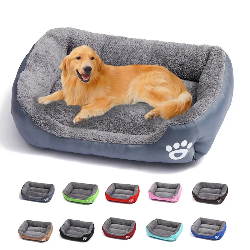 Large Dog Bed Square Plush Cat Nest Kennel All Season Washable