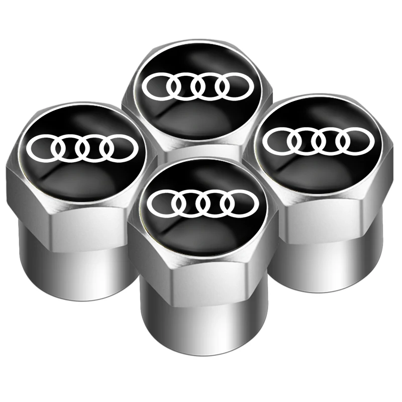 4Pcs Car Wheel Tire Air Valve Caps Stem Cover with Color Brand Logo For Audi A3 A4 A5 A6 A7 A8 Q3 Q5 Q8 TT TTS Accessories