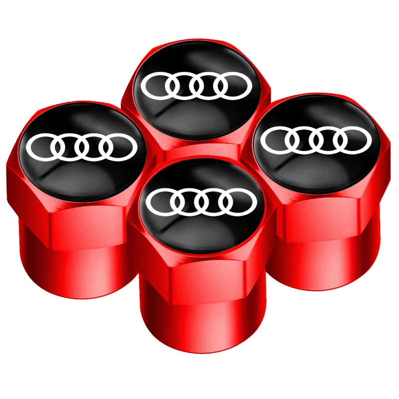 4Pcs Car Wheel Tire Air Valve Caps Stem Cover with Color Brand Logo For Audi A3 A4 A5 A6 A7 A8 Q3 Q5 Q8 TT TTS Accessories