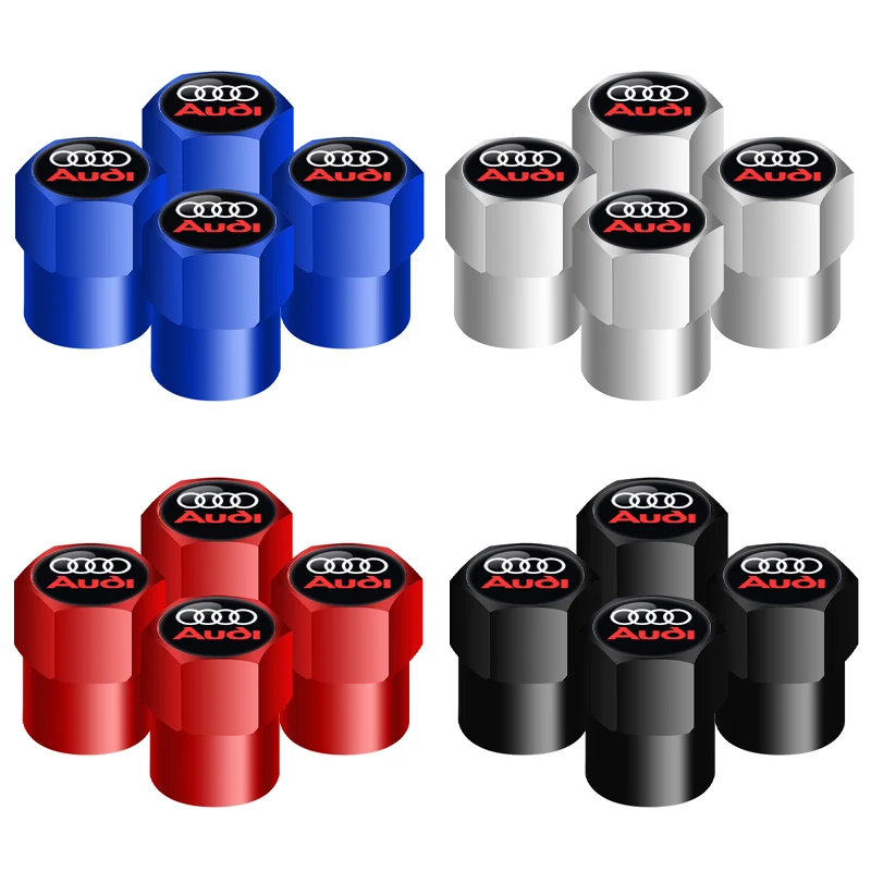 4Pcs Car Wheel Tire Air Valve Caps Stem Cover with Color Brand Logo For Audi A3 A4 A5 A6 A7 A8 Q3 Q5 Q8 TT TTS Accessories