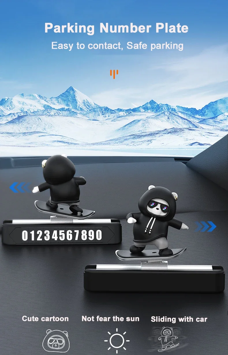 New Dashboard Car Decorations Skateboard Bear Magnetic Parking Number Plate Creative Car Cartoon Interior Interior Accessories New Dashboard Car Decorations Skateboard Bear Magnetic Parking Number Plate Creative Car Cartoon Interior Interior Accessories