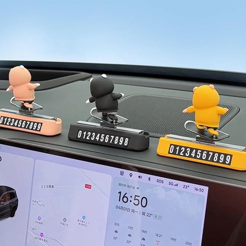 Car Decorations Skateboard Bear Magnetic Parking Number Plate - Image 5